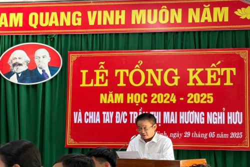CHIA TAY CÔ GIÁO PHÓ HIỆU TRƯỞNG TRẦN THỊ MAI HƯƠNG VỀ HƯU THEO CHẾ ĐỘ